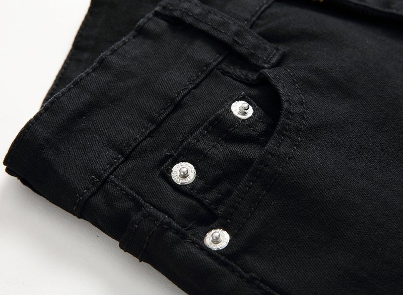 FREDD MARSHALL Boy's Black Skinny Fit Ripped Destroyed Distressed Stretch Slim Jeans Pants - Image 4